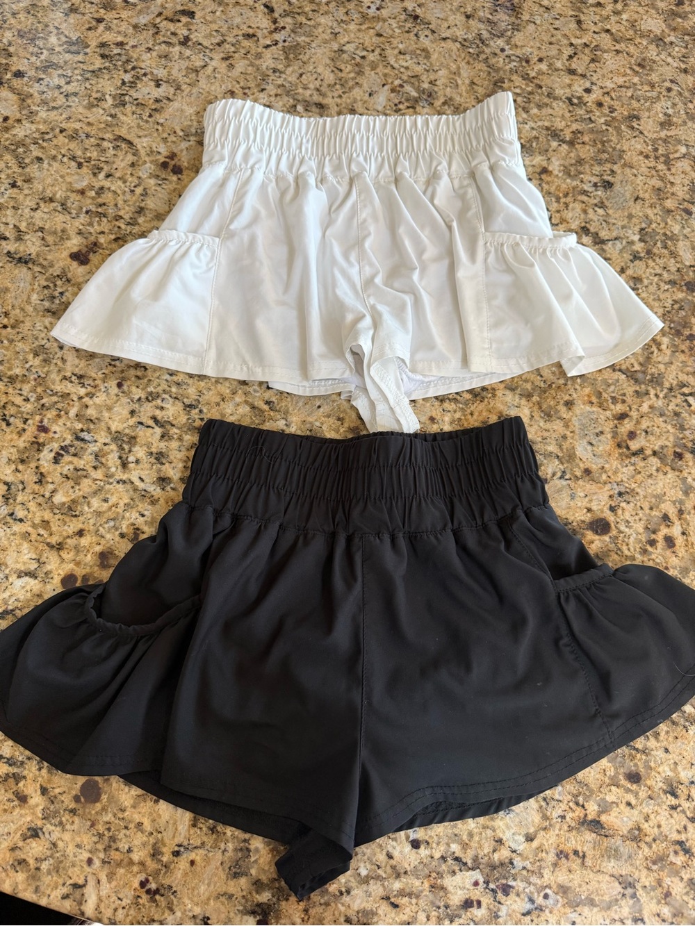 Altar’d State Revival Women’s Ruffle Hem Shorts - White and Black Set XXS